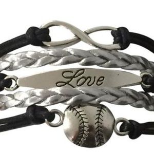 Baseball Love Bracelet - Black & Silver
